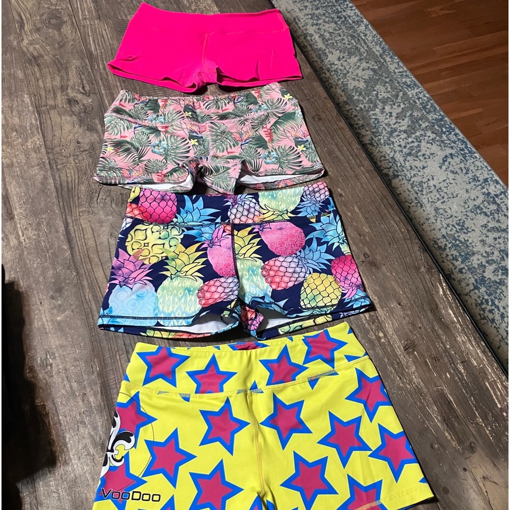 Lot of 4 Shorts- XL Booty Workout Crossfit Barbell Voodoo Doughnuts & Deadlifts